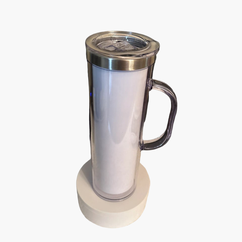 20oz SUBLIMATABLE SKINNY SNOW GLOBE TUMBLER w/ HANDLE